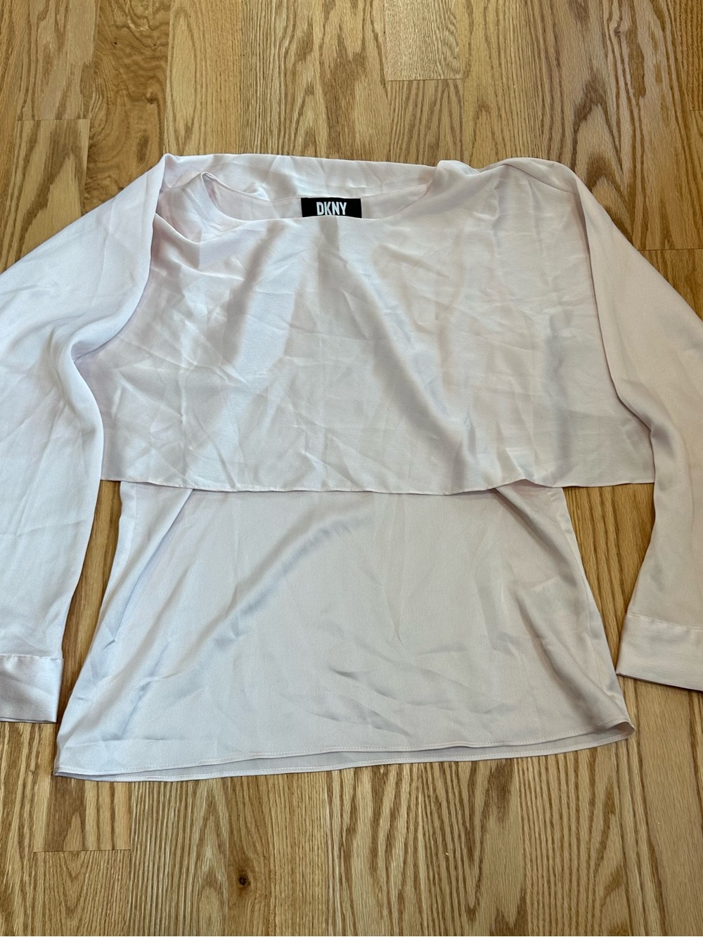 DKNY Crewneck Smocked-Cuff Cape Blouse